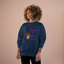 Load image into Gallery viewer, Purple Thank God For What’s Leftover Adult Female Champion Sweatshirt (4 Colors)