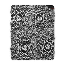 Load image into Gallery viewer, Jungle Sherpa Fleece Blanket with White Lining in White/Black 50”x60”, Black/White 60”x80”