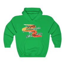 Load image into Gallery viewer, Coming Attraction Adult Female Heavy Blend™ Hooded Sweatshirt in Gold, Dark Chocolate, Forest Green, Military Green, Dark Heather, Irish Green, Purple, Red, Royal, Sport Grey, White