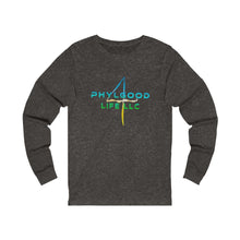 Load image into Gallery viewer, Phylgood Light Blue Adult Male Jersey Long Sleeve Tee in White, Athletic Heather, Cardinal, Heather Forest, Black Heather, Dark Grey Heather, Black