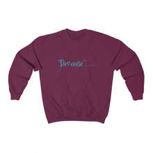 Load image into Gallery viewer, Because Adult Female Heavy Blend™ Crewneck Sweatshirt in Heliconia,  Ash, Forest Green, Antique Sapphire, Dark Heather, Maroon, Navy, Orange, Purple, Red, Sand, White, Black