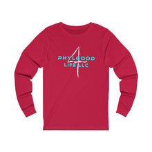 Load image into Gallery viewer, Phylgood Blue Adult Female Jersey Long Sleeve Tee in Black, Dark Grey Heather, Red, Black Heather, Heather Forest, Cardinal, Athletic Heather