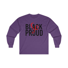 Load image into Gallery viewer, Black So Proud Adult Male Ultra Cotton Long Sleeve Tee in Sport Grey, Gold, Ash, Royal, Purple