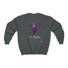 Load image into Gallery viewer, No Charge Adult Female Heavy Blend™ Crewneck Sweatshirt in Purple, Antique Sapphire, Forest Green, Dark Heather, Maroon, Navy, Orange, Red, Black
