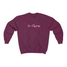 Load image into Gallery viewer, No Charge Adult Female Heavy Blend™ Crewneck Sweatshirt in Purple, Antique Sapphire, Forest Green, Dark Heather, Maroon, Navy, Orange, Red, Black