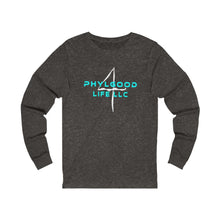 Load image into Gallery viewer, Phylgood Blue Adult Female Jersey Long Sleeve Tee in Black, Dark Grey Heather, Red, Black Heather, Heather Forest, Cardinal, Athletic Heather