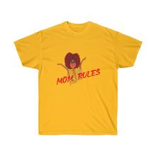 Load image into Gallery viewer, Red Mom Rules Adult Female Ultra Cotton Tee in 6 Colors