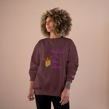 Load image into Gallery viewer, Purple Thank God For What’s Leftover Adult Female Champion Sweatshirt (4 Colors)