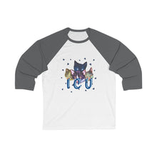 Load image into Gallery viewer, ICU Adult Female 3/4 Sleeve Baseball Tee in White/Kelly, White/Navy, White/Asphalt, White/True Royal, White/Red, Black/White, White/Black