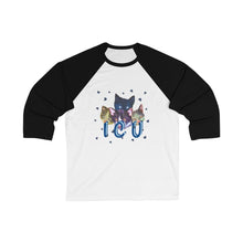 Load image into Gallery viewer, ICU Adult Female 3/4 Sleeve Baseball Tee in White/Kelly, White/Navy, White/Asphalt, White/True Royal, White/Red, Black/White, White/Black