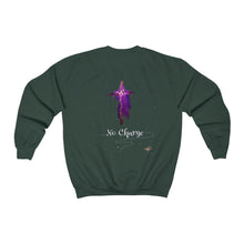 Load image into Gallery viewer, No Charge Adult Female Heavy Blend™ Crewneck Sweatshirt in Purple, Antique Sapphire, Forest Green, Dark Heather, Maroon, Navy, Orange, Red, Black
