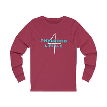 Load image into Gallery viewer, Phylgood Blue Adult Female Jersey Long Sleeve Tee in Black, Dark Grey Heather, Red, Black Heather, Heather Forest, Cardinal, Athletic Heather