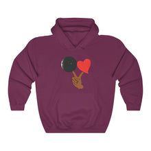 Load image into Gallery viewer, Black Love Adult Male Heavy Blend™ Hooded Sweatshirt in Black, Gold, Charcoal, Forest Green, Dark Heather, Maroon, Navy, Purple, Red, Royal, Sport Grey