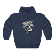 Load image into Gallery viewer, Heat Black/White Adult Male Heavy Blend™ Hooded Sweatshirt in Black, Charcoal, Dark Heather, Navy, Purple