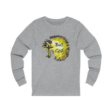 Load image into Gallery viewer, But God Adult Female Jersey Long Sleeve Tee in White, Athletic Heather, Black