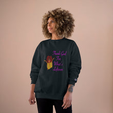 Load image into Gallery viewer, Purple Thank God For What’s Leftover Adult Female Champion Sweatshirt (4 Colors)