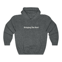 Load image into Gallery viewer, Heat Black/White Adult Male Heavy Blend™ Hooded Sweatshirt in Black, Charcoal, Dark Heather, Navy, Purple