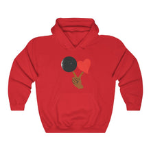 Load image into Gallery viewer, Black Love Adult Male Heavy Blend™ Hooded Sweatshirt in Black, Gold, Charcoal, Forest Green, Dark Heather, Maroon, Navy, Purple, Red, Royal, Sport Grey