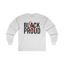 Load image into Gallery viewer, Black So Proud Adult Female Ultra Cotton Long Sleeve Tee in White, Gold, Irish Green, Carolina Blue, Light Pink, Red