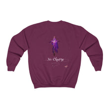 Load image into Gallery viewer, No Charge Adult Female Heavy Blend™ Crewneck Sweatshirt in Purple, Antique Sapphire, Forest Green, Dark Heather, Maroon, Navy, Orange, Red, Black