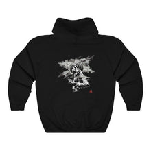 Load image into Gallery viewer, Heat Black/White Adult Male Heavy Blend™ Hooded Sweatshirt in Black, Charcoal, Dark Heather, Navy, Purple