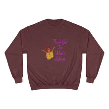 Load image into Gallery viewer, Purple Thank God For What’s Leftover Adult Female Champion Sweatshirt (4 Colors)
