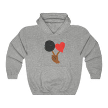 Load image into Gallery viewer, Black Love Adult Male Heavy Blend™ Hooded Sweatshirt in Black, Gold, Charcoal, Forest Green, Dark Heather, Maroon, Navy, Purple, Red, Royal, Sport Grey