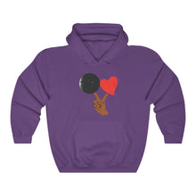 Load image into Gallery viewer, Black Love Adult Male Heavy Blend™ Hooded Sweatshirt in Black, Gold, Charcoal, Forest Green, Dark Heather, Maroon, Navy, Purple, Red, Royal, Sport Grey