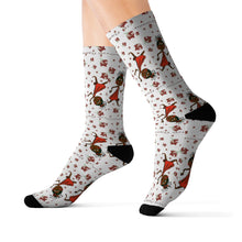Load image into Gallery viewer, Choca Chocolate Baby Girl Adult Female Grey Sublimation Socks