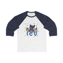 Load image into Gallery viewer, ICU Adult Female 3/4 Sleeve Baseball Tee in White/Kelly, White/Navy, White/Asphalt, White/True Royal, White/Red, Black/White, White/Black