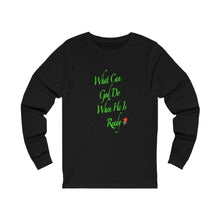 Load image into Gallery viewer, When He Is Ready Adult Female Jersey Long Sleeve Tee in White, Black, Dark Grey, Dark Grey Heather, Navy, Cardinal