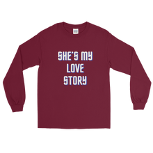 Load image into Gallery viewer, Love Story Adult Male Long Sleeve Shirt In Black, Navy, Maroon, Red, Royal, Indigo Blue, Sport Grey, Light Blue, White