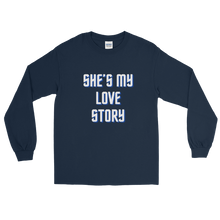 Load image into Gallery viewer, Love Story Adult Male Long Sleeve Shirt In Black, Navy, Maroon, Red, Royal, Indigo Blue, Sport Grey, Light Blue, White