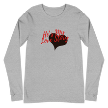 Load image into Gallery viewer, He’s My Love  Adult Female Long  Sleeve Tee in Dark Grey Heather , Military Green, Athletic Heather