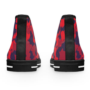 Red and Blue Camouflage Women's High Top Sneakers