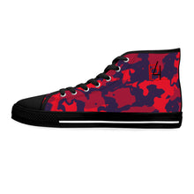 Load image into Gallery viewer, Red and Blue Camouflage Women&#39;s High Top Sneakers
