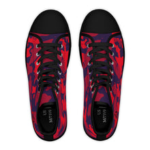 Load image into Gallery viewer, Red and Blue Camouflage Women&#39;s High Top Sneakers

