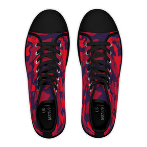 Red and Blue Camouflage Women's High Top Sneakers