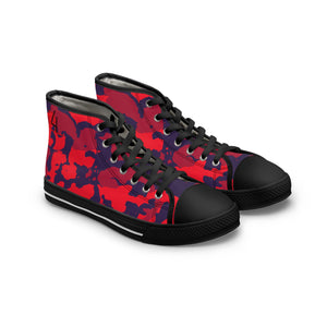 Red and Blue Camouflage Women's High Top Sneakers