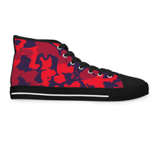 Load image into Gallery viewer, Red and Blue Camouflage Women&#39;s High Top Sneakers
