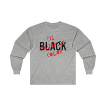 Load image into Gallery viewer, Black My Favorite Color Adult Male Ultra Cotton Long Sleeve Tee in White, Gold, Sport Grey, Dark Chocolate, Ash, Carolina Blue, Royal, Purple
