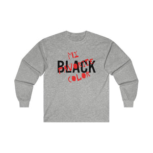 Black My Favorite Color Adult Male Ultra Cotton Long Sleeve Tee in White, Gold, Sport Grey, Dark Chocolate, Ash, Carolina Blue, Royal, Purple