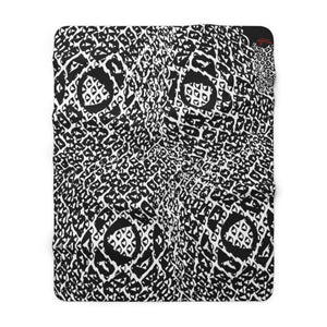 Jungle Sherpa Fleece Blanket with White Lining in White/Black 50”x60”, Black/White 60”x80”