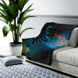 Bigger Blue Velveteen Plush Blanket in 30”x40”, 50”x60”, 60”x80”