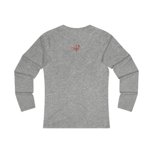 Struck By Love Adult Female Fitted Long Sleeve Tee in White, Black, Sport Grey, Navy, Red