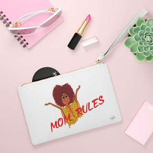 Red Mom Rules Clutch Bag