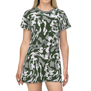 Cosmic Green/Grey Adult Female T-Shirt Dress