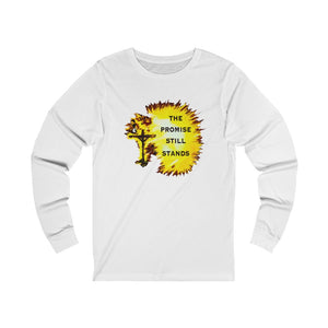 The Promise Adult Female Jersey Long Sleeve Tee in White, Black, Dark Grey Heather