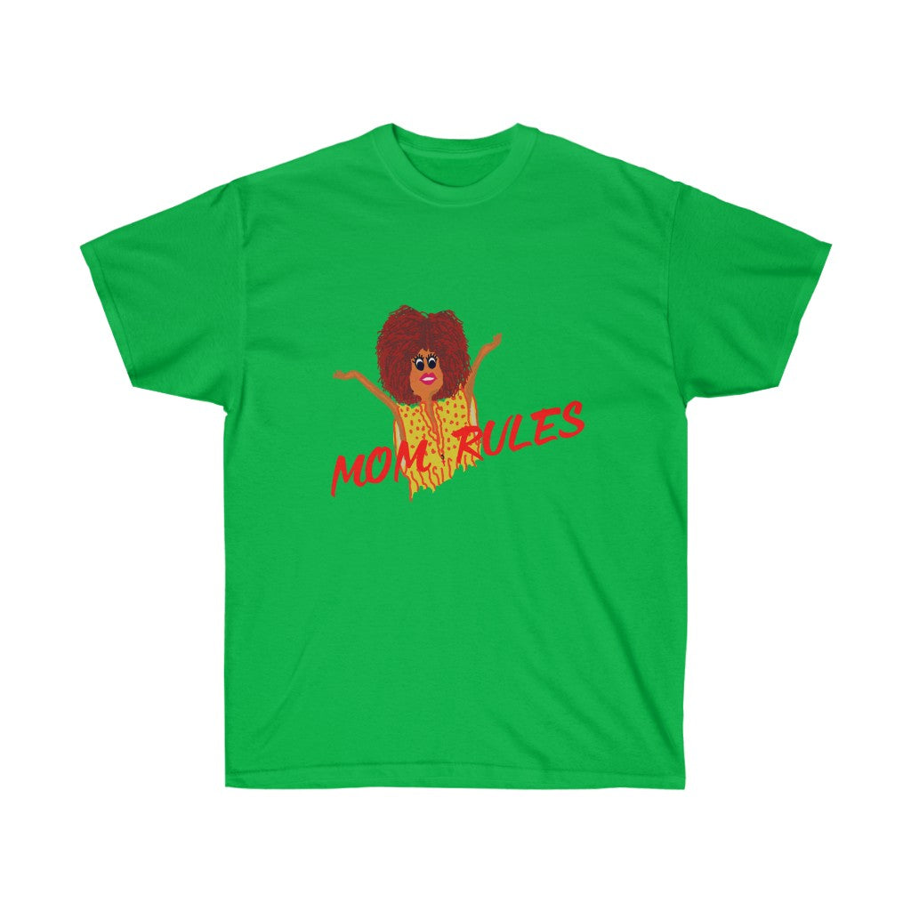 Red Mom Rules Adult Female Ultra Cotton Tee in 6 Colors