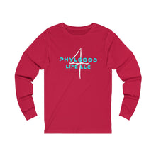 Load image into Gallery viewer, Phylgood Blue Adult Female Jersey Long Sleeve Tee in Black, Dark Grey Heather, Red, Black Heather, Heather Forest, Cardinal, Athletic Heather
